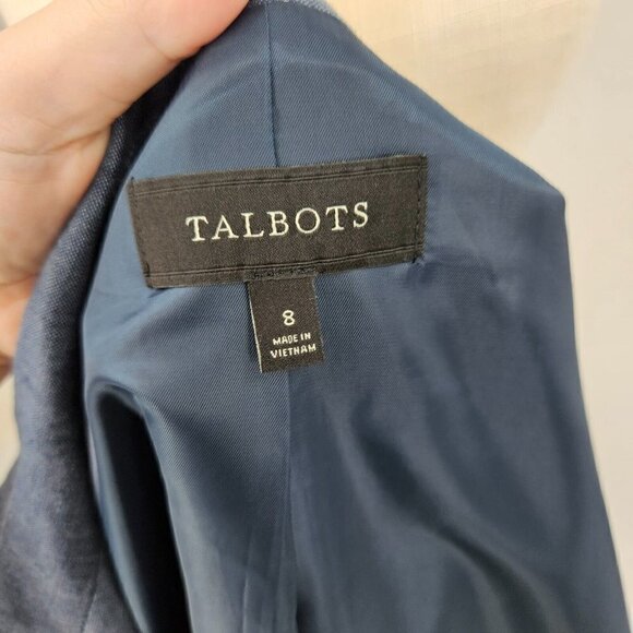 Talbots Linen Open Front Blazer Jacket Blue Women’s Size 8 Lightweight Career - Picture 5 of 9